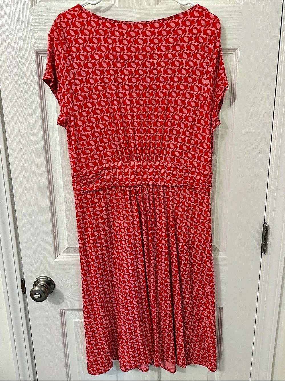 Boden Abstract Maxi Dress in Red & White Size 12 NWT